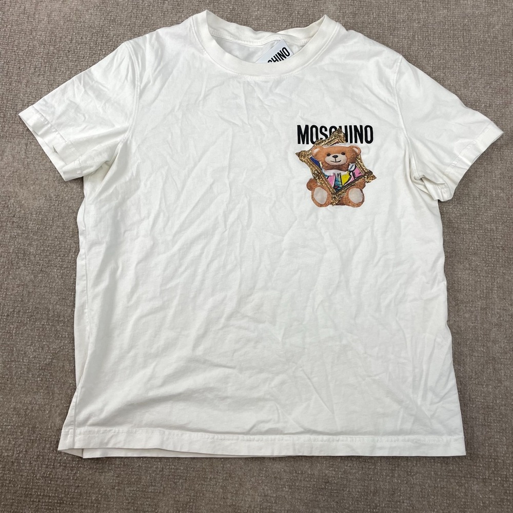 Moschino Teddy Bear T-Shirt Mens Small White Cotton Short Sleeve Casual Wear